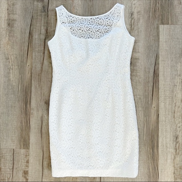 White House Black Market Dresses & Skirts - WHITE HOUSE | BLACK MARKET Crochet Lace Overlay Sheath Dress Size 12